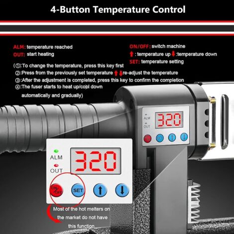 Saldatrice digitale per tubi in plastica, saldatrice portatile a caldo, supporto regolabile 100-320°, kit per saldatura tubi con display digitale, per officine di riparazione
