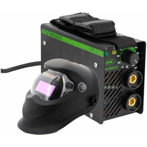 Saldatrice inverter ad elettrodo MMA 100A completa di casco per saldatura autoscurante e pinze