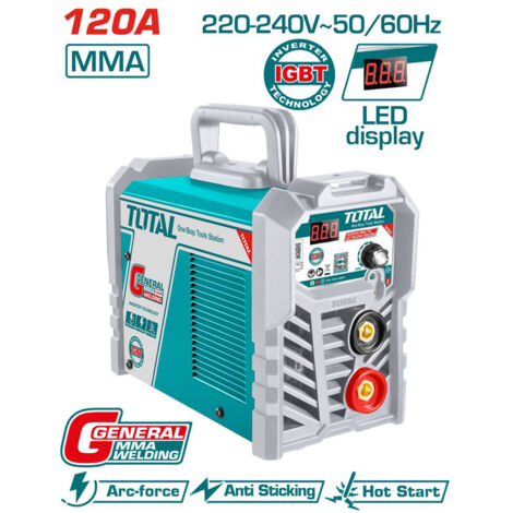 SALDATRICE INVERTER IGBT A ELETTRODO 10-120A 230V SALDATURA+ACCESSORI TOTAL