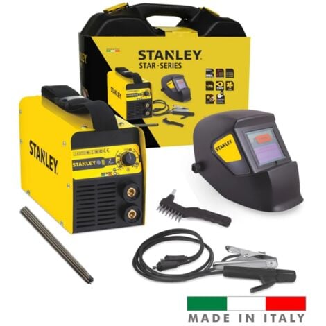 saldatrice inverter mma ad elettrodo 130a stanley "star 3200" con accessori e maschera professionale