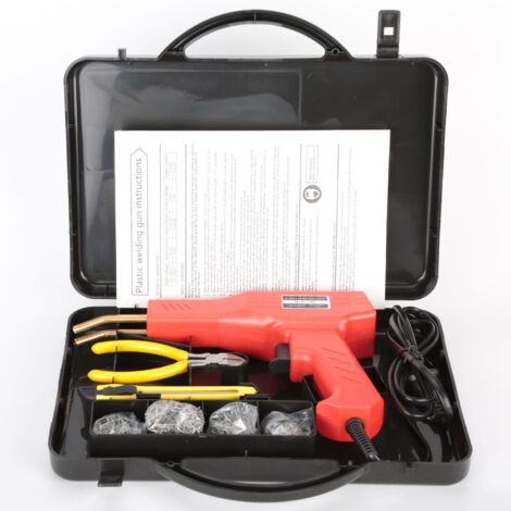 Saldatrice per plastica da 50 W, 220 V, con 200 graffatrici a caldo, kit di riparazione per saldatura di plastica per la riparazione di paraurti per auto (rosso)