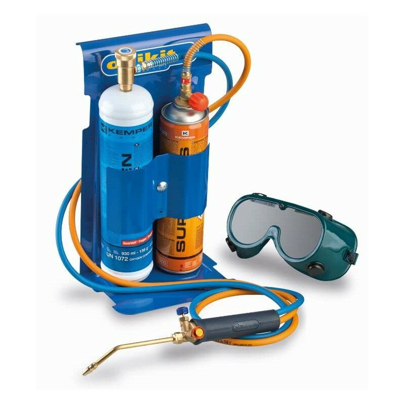 Image of Kit saldatura Kemper 555D con occhiali e bombole di ossigeno e supergas 2850 gradi