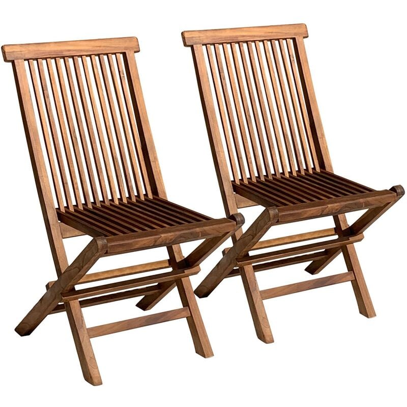 Salento - lot de chaises en teck huilées - chaises pliantes et confortables - Lot de Chaises de Jardin - teck huilé