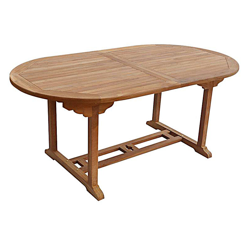Beneffito - salento - Table de Jardin Ovale Extensible en Teck - Longueur 180 à 240 cm - Rallonge Papillon - 8 personnes - Marron