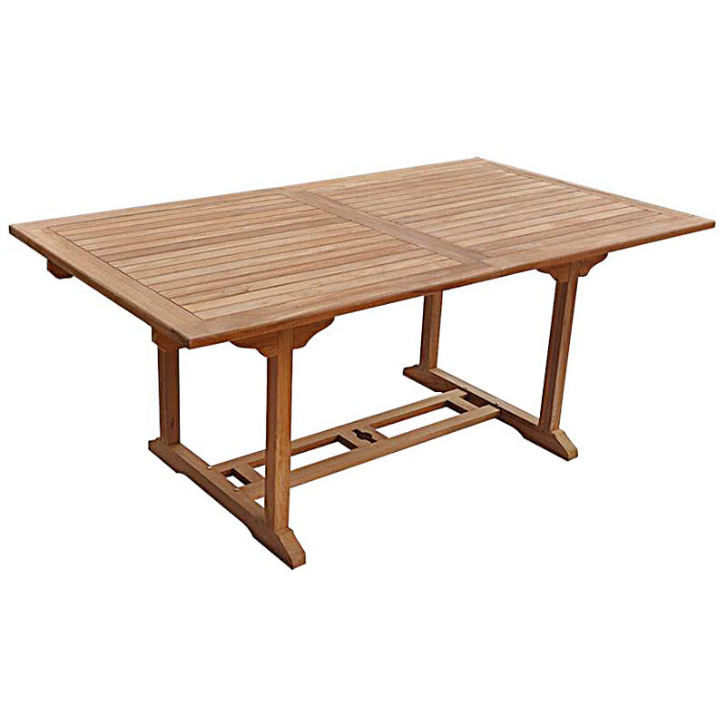 Salento - Table de Jardin Rectangulaire Extensible en Teck - Longueur 180 à 240 cm - Rallonge Papillon - 8 personnes - Marron