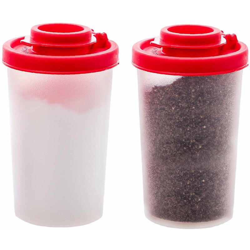Salero y pimentero de plástico transparente sin BPA, kit de