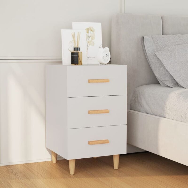 The Living Store Table de chevet blanc 40x40x66 cm bois d'ingénierie - Table De Chevet - Meuble De Chambre - Table Nuit - Commode - Rangement Tiroir