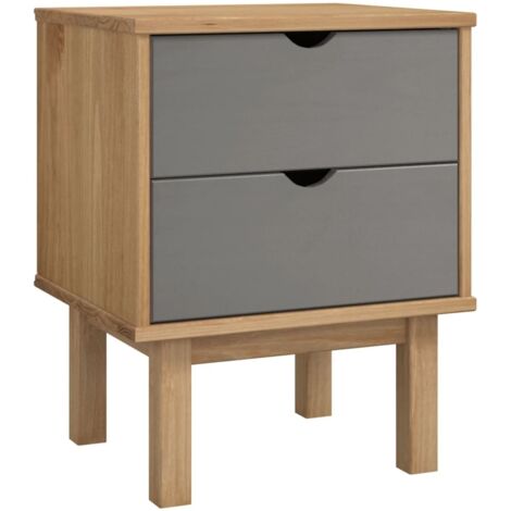 SalesHot® Armoire chambre - Petit Commode Table de chevet OTTA Marron et gris 46x39,5x57 cm Bois de pin Super95081
