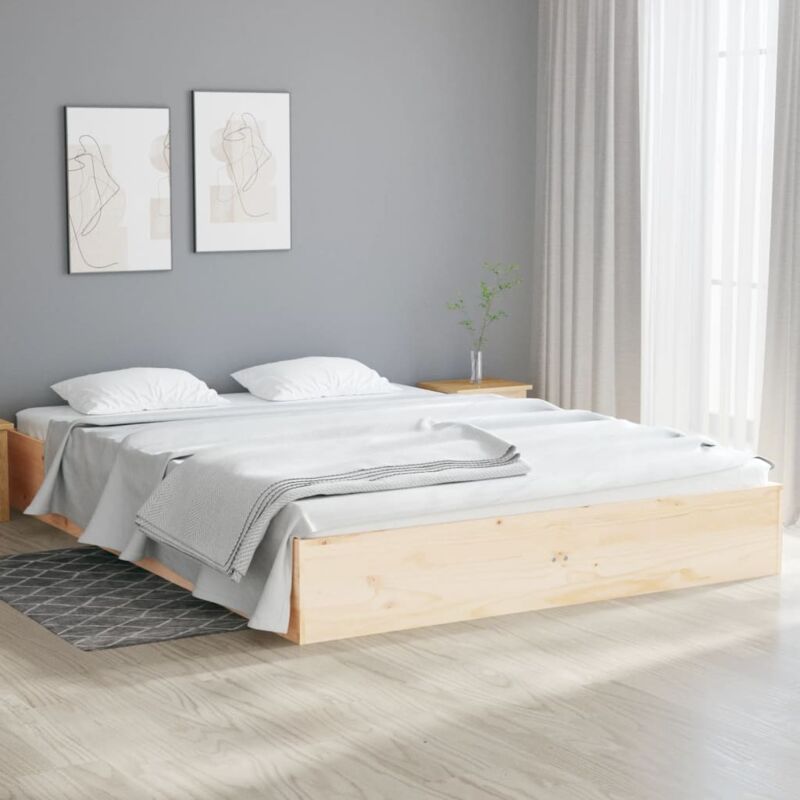 Furniture Limited - Cadre de lit sans matelas bois massif 140x190