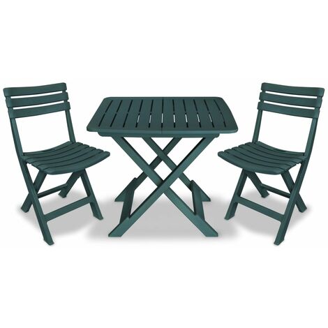 SalesHot® vidaXL Ensemble de bistro pliable 3 pcs - Ensemble repas de jardin Plastique Vert Super15806
