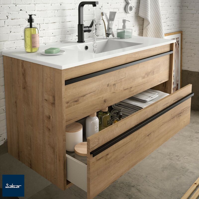 

Mueble de baño ATTILA 60 2 cajones ROBLE OSTIPPO+ Lavabo - Roble ostippo
