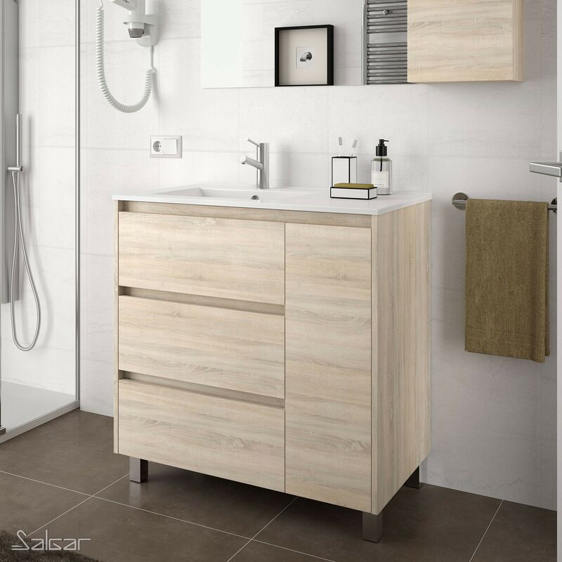 

Mueble de baño ARENYS 85 ROBLE CALEDONIA + Lavabo - Roble caledonia