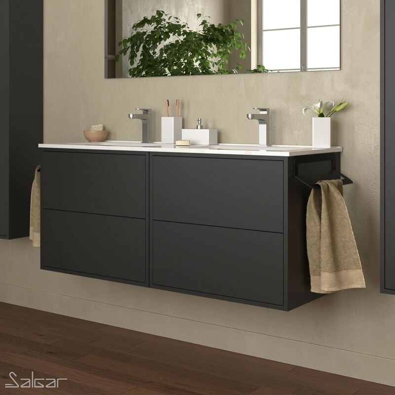 

Mueble de baño OPTIMUS 120 NEGRO MATE + Lavabo - Negro mate