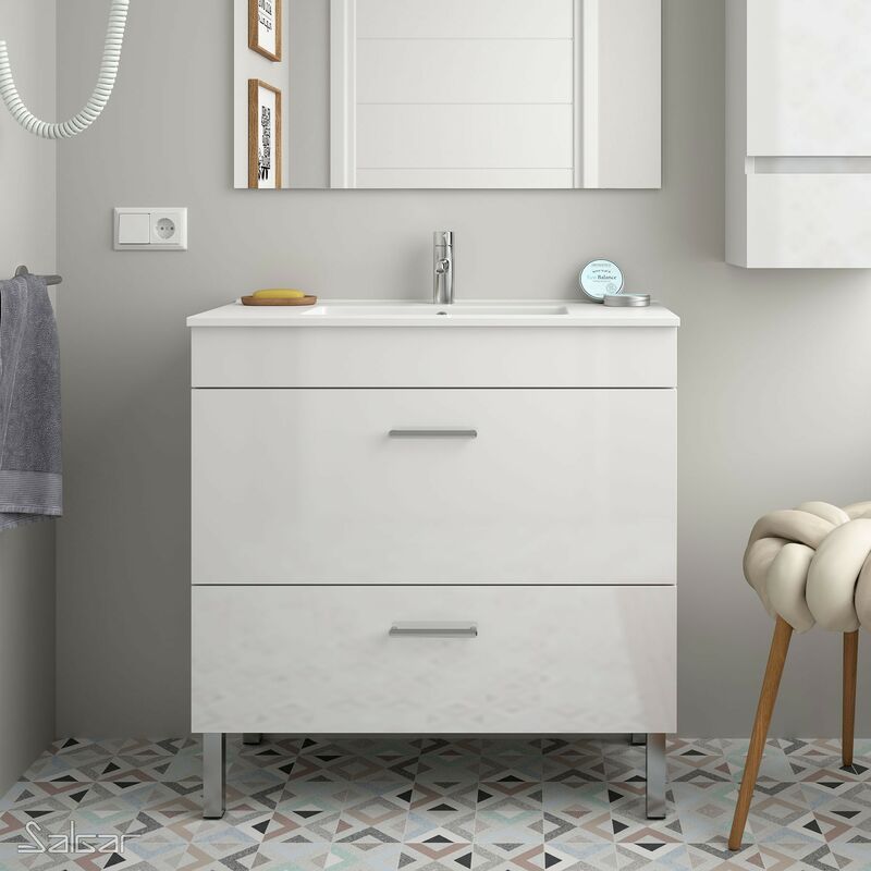 

Mueble de baño ALMAGRO 80 BLANCO BRILLO + Lavabo - Blanco brillo