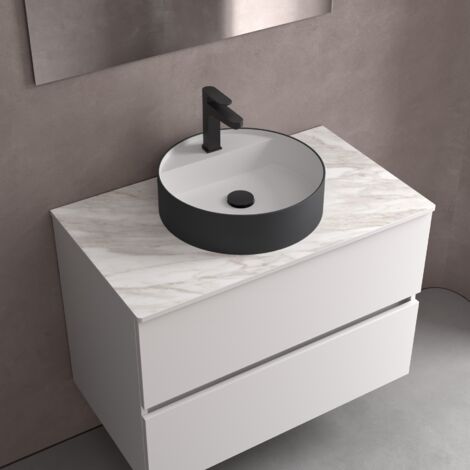 Salgar Aufsatzwaschtisch BICA ohne Siphon und Clickerabfluss SOLID SURFACE anthrazitgrau Ø 390 x 105 mm 1