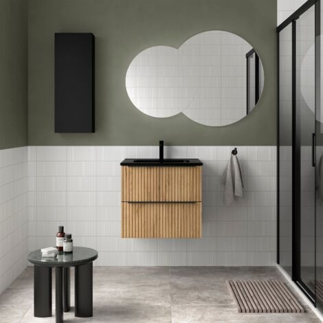 Salgar Badezimmermöbel BIBA 600 2 Metallschubladen mit Soft-Close AFRIKANISCHE EICHE 598 x 540 x 450 mm