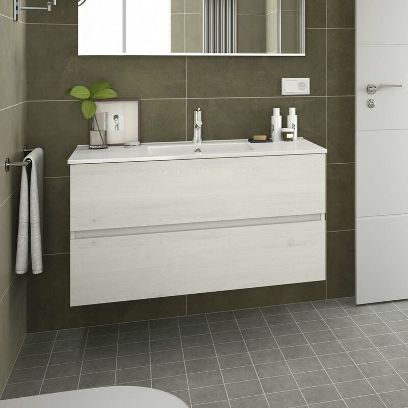 

FUSSION LINE Mueble+Lavabo Color Sbiancato - Medida: 100 CMS - Salgar