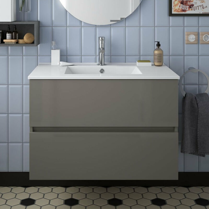 

FUSSION LINE Mueble+Lavabo Color Taupe Brillo - Medida: 70 CMS - Salgar