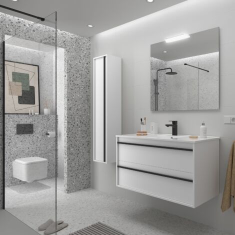 Salgar Möbel +  Waschbecken ATTILA 1000 2 Schubladen WHITE SATIN