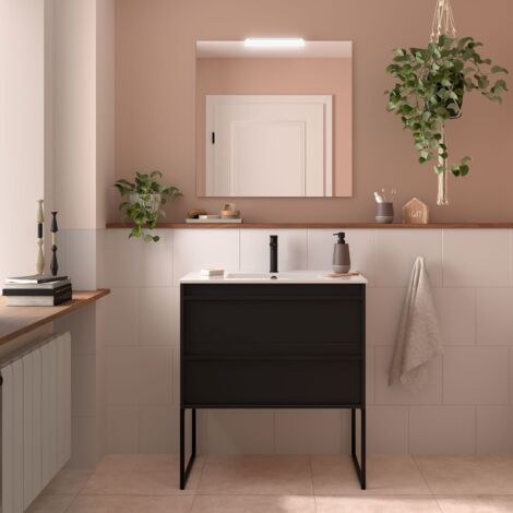 Salgar Möbel +  Waschbecken ATTILA 800 2 Schubladen BLACK SATIN