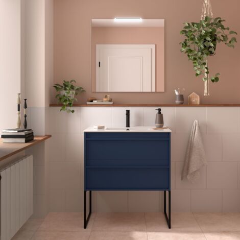 Salgar Möbel +  Waschbecken ATTILA 800 2 Schubladen BLUE SATIN