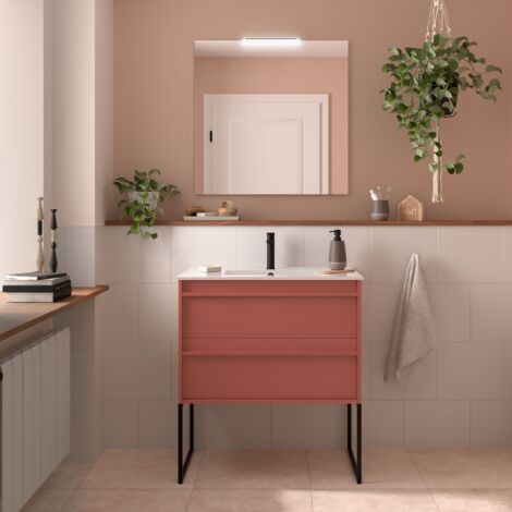 Salgar Möbel +  Waschbecken ATTILA 800 2 Schubladen RED SATIN
