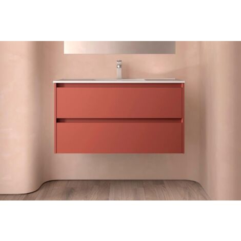 Salgar Noja Unterschrank 1000 2 Schubladen + Waschbecken Red Satin