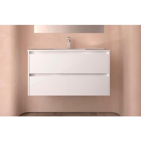 Salgar Noja Unterschrank 1000 2 Schubladen + Waschbecken White Gloss
