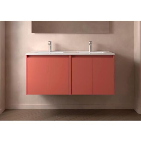 Salgar Noja Unterschrank 1200 4 Türen + Waschbecken Red Satin
