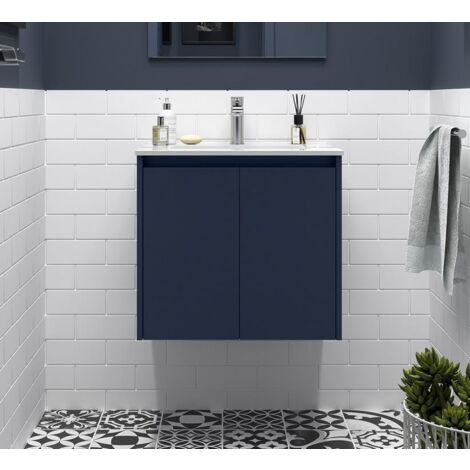 Salgar Noja Unterschrank 600 2 Türen + Waschbecken Blue Satin