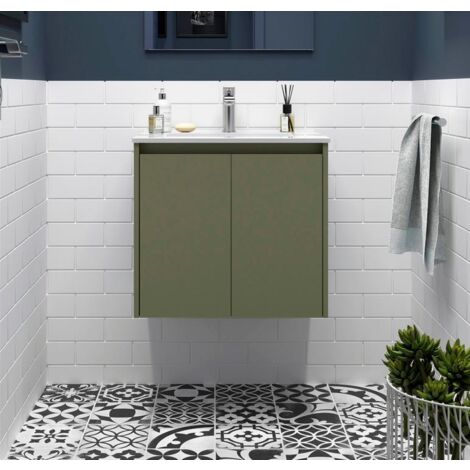 Salgar Noja Unterschrank 600 2 Türen + Waschbecken Green Satin
