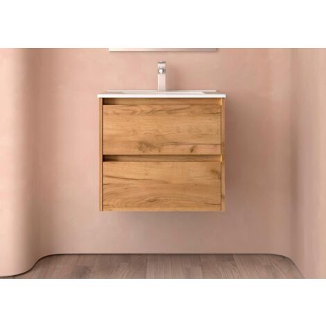 Salgar Noja Unterschrank 700 2 Schubladen + Waschbecken Eiche Afrika