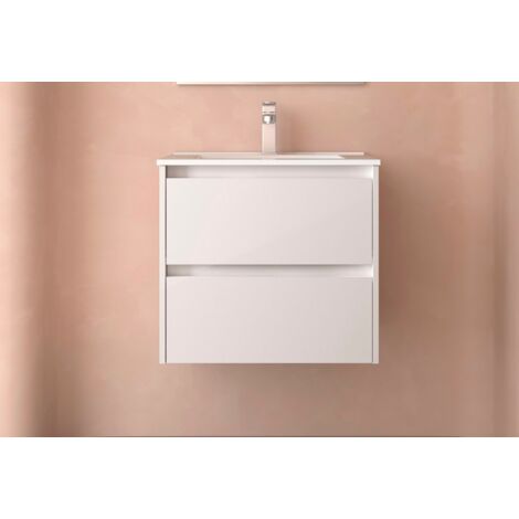 Salgar Noja Unterschrank 700 2 Schubladen + Waschbecken White Gloss