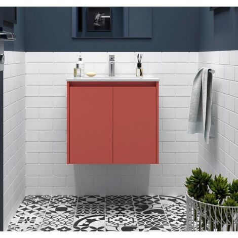 Salgar Noja Unterschrank 800 2 Türen + Waschbecken Red Satin