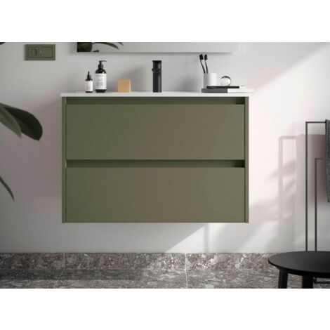 Salgar Noja Unterschrank 900 2 Schubladen + Waschbecken Green Satin