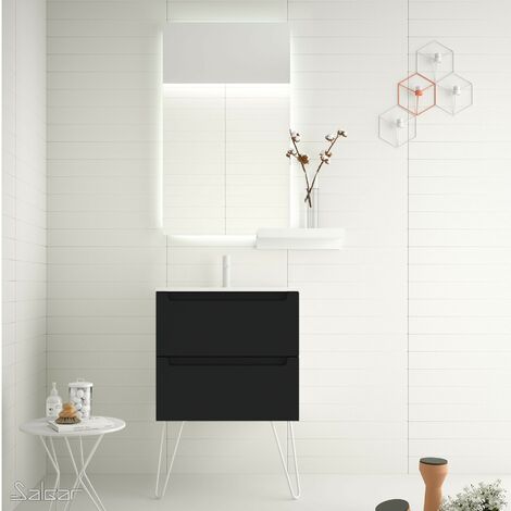 Salgar Schrank wandhängend MONTERREY 600 2 Metallauszug BLACK VELVET 598 x 540 x 450 mm