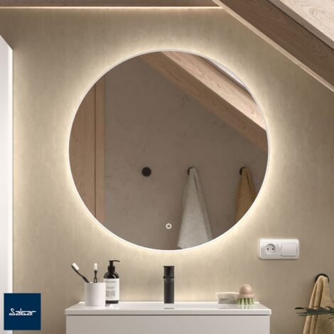 Salgar Spiegel GLOBE 1000 Runder Wandspiege, mit LED-leuchte (20 W- 5700ºK) IP 44 WEIß Ø 1000 mm