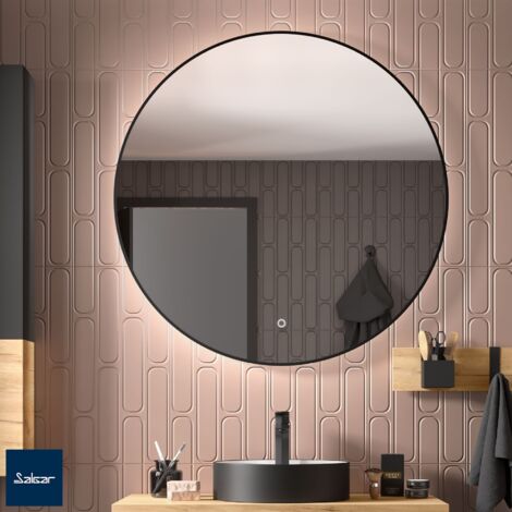 Salgar Spiegel GLOBE 800 Rund Mit LED-Beleuchtung mit Sensor (15 W - 40000ºK.) IP44 SCHWARZ Ø 800 mm
