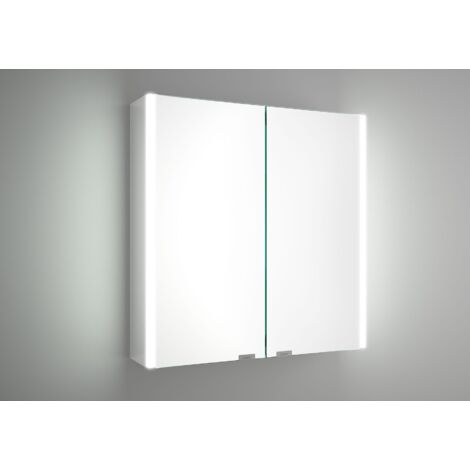 Salgar Spiegelschrank ALLIANCE 600 2 Spiegeltüren doppelt verspiegelt inkl. Schalter und Steckdose und mit seitlichem LED-Licht(22W) 630 x 650 x 150 mm