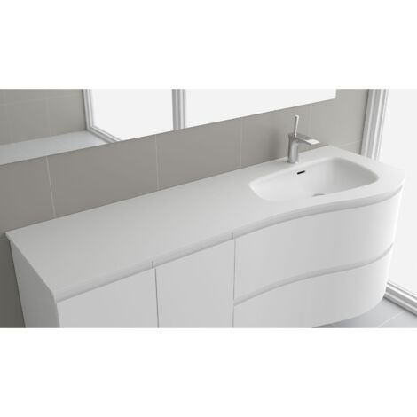 Salgar Waschtisch MAM 1510 links ohne Siphon und Clickerabfluss SOLID SURFACE 1510 x 12 x 510 mm