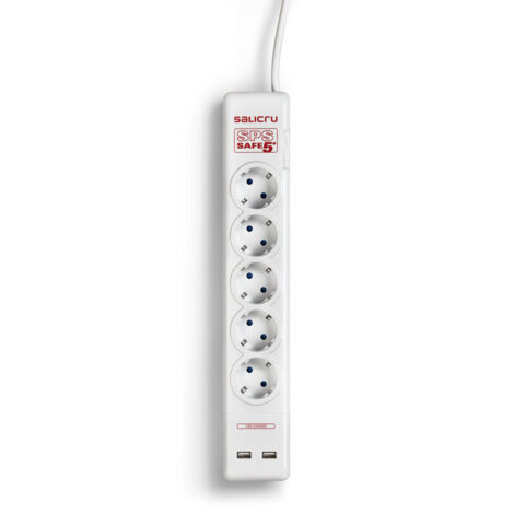 salicru SPS SAFE 5+ multiprise blanche 5 prises USB