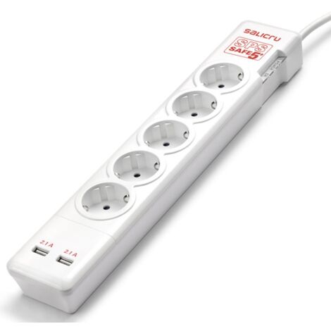 Salicru - sps safe 5+ Steckdosenleiste - 5 Schukosteckdosen + 2 Anschlüsse usb 2.1a