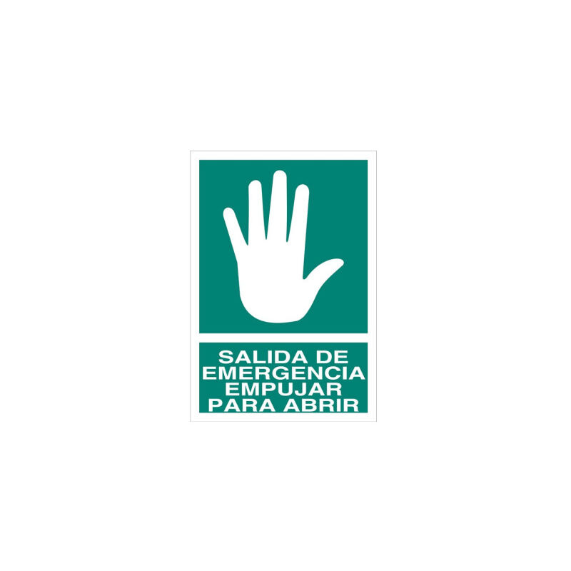 

Señal de evacuación pictorama y texto - Empujar para Abrir | 148X105