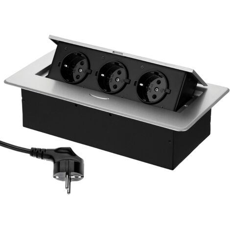 Salida de Enchufe retráctil de 3 vías - Moldeado por inyección de Aluminio - con Apertura Suave - Listo para la conexión con Cable de 1,5m a Prueba de Golpes