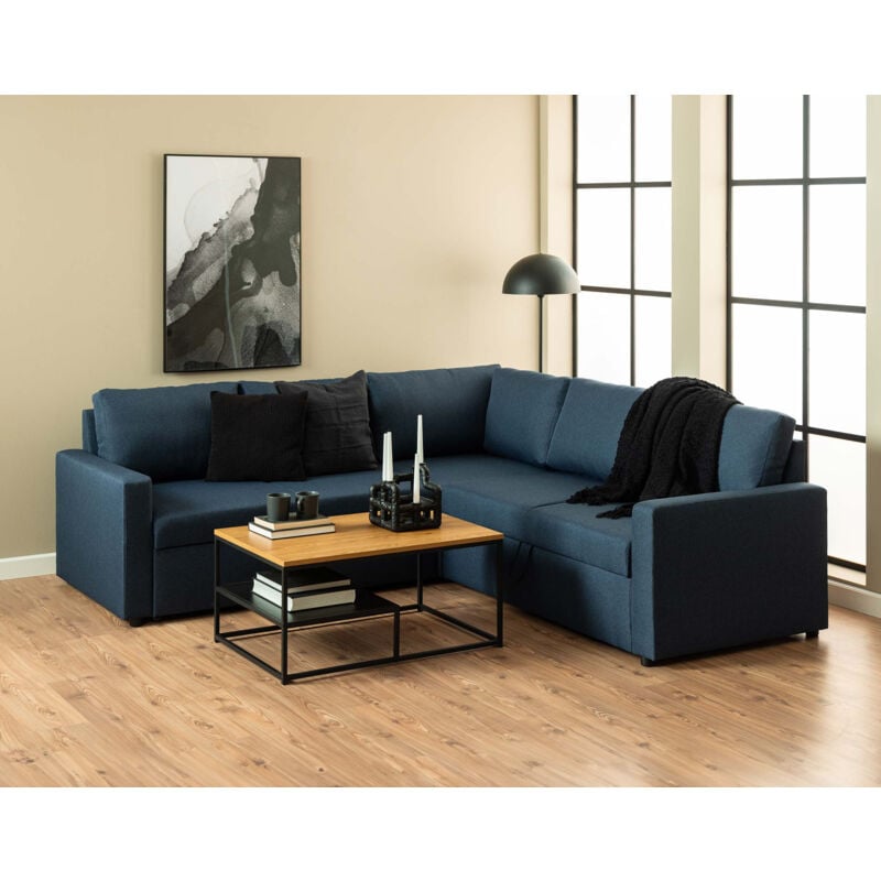 Lisa Design - Salida - table basse - bois et métal noir - 90 cm