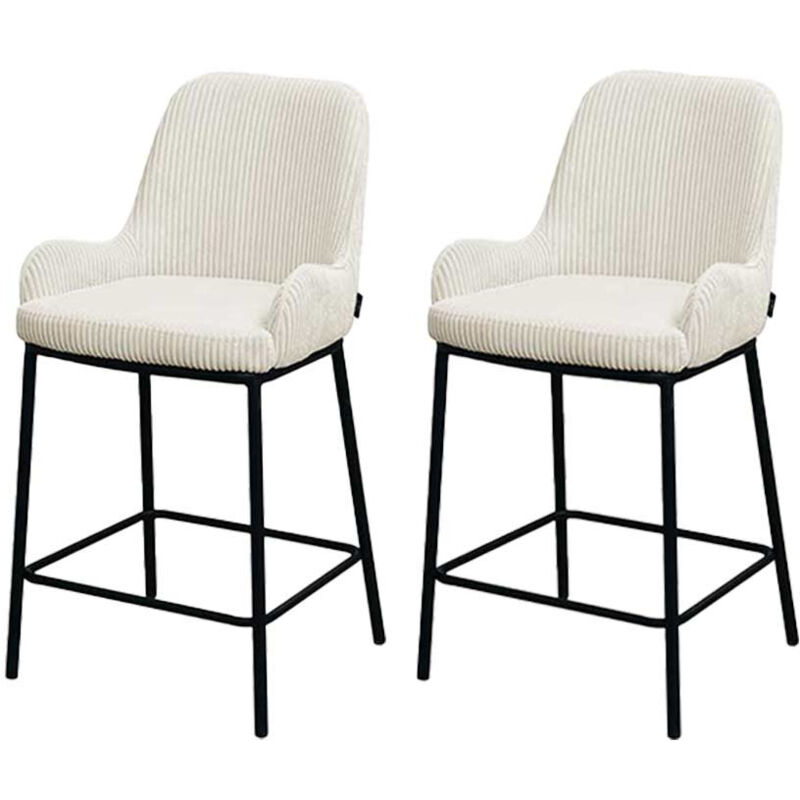 Salinas - lot de 2 chaises de bar - en velours côtelé - beige - h65 cm - beige
