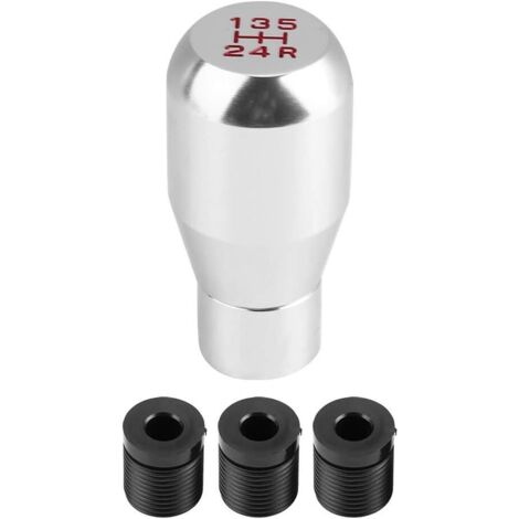 Saline Shifter Adaptateur Universel 5 Vitesses Manuel en Métal Chrome Chrome Pommeau Levier Bâton Stylo Poignée Tête Voiture Style Accessoires（Argent）