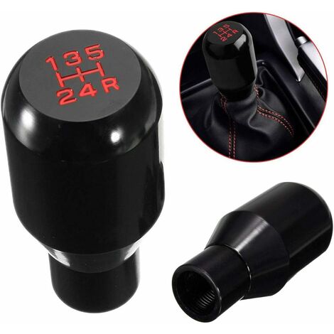 Saline Shifter Adaptateur Universel 5 Vitesses Manuel en Métal Chrome Chrome Pommeau Levier Bâton Stylo Poignée Tête Voiture Style Accessoires（Noir）