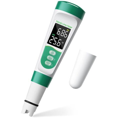 Salinité pH-mètre piscine, mesure de salinité de piscine 5 en 1 pour piscine d'eau salée, TDS PH EC TEM mètre salinité testeur de piscine testeur d'eau eau potable