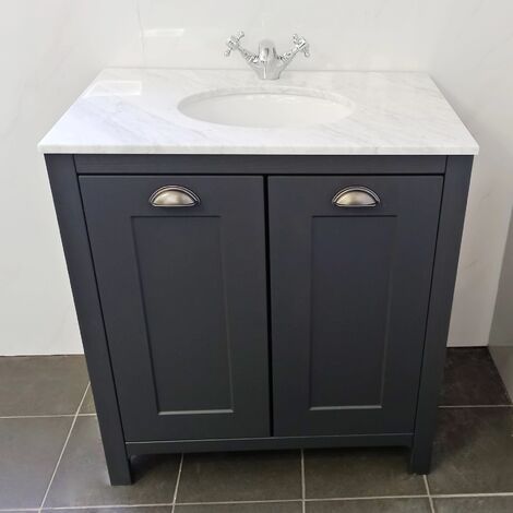 Salisbury Traditional 800mm Dark Grey Vanity Unit with Marble Worktop & Basin, No Tap
